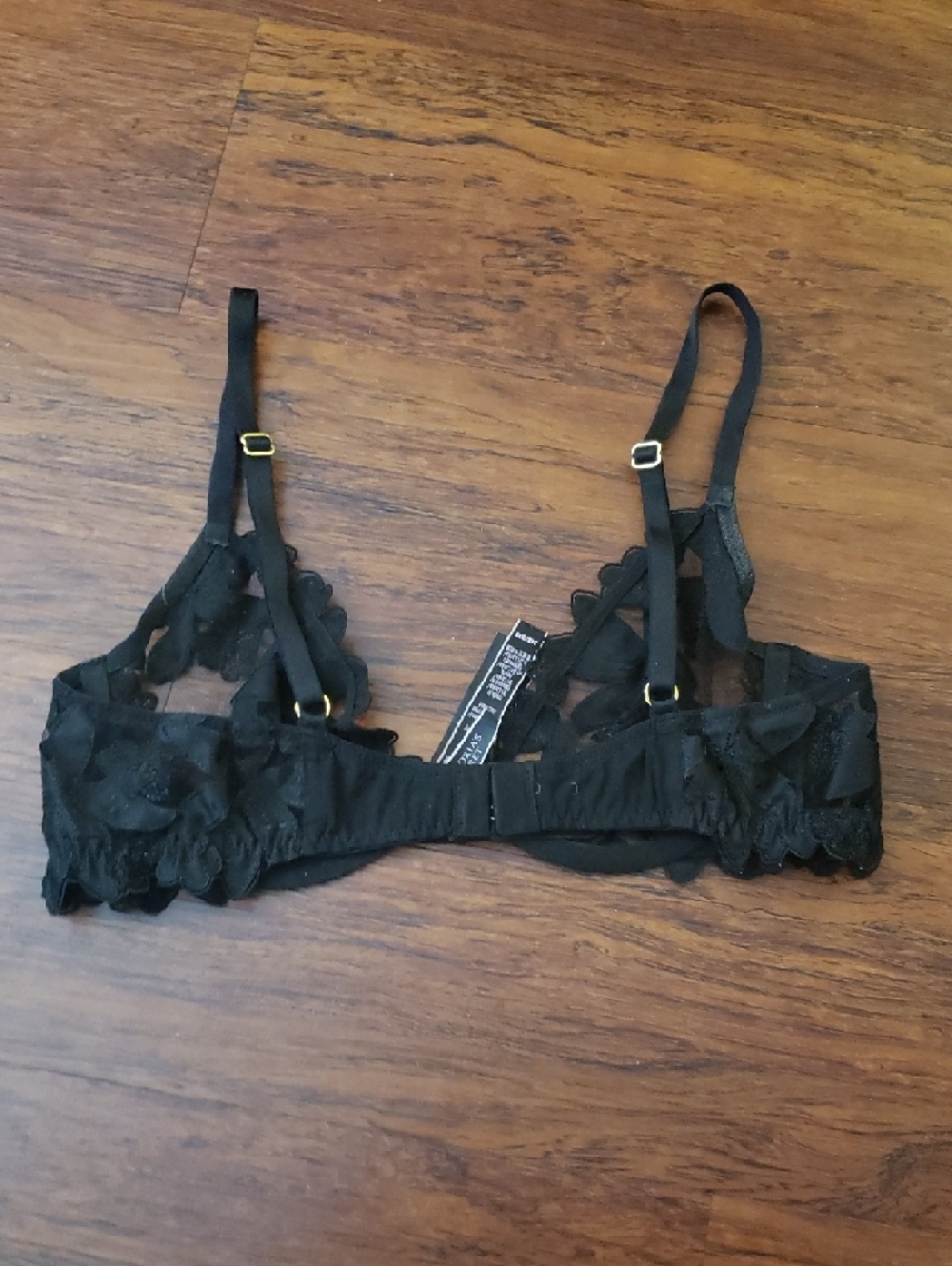 Victoria's Secret Black Floral Lace Mesh Bra Size 34B Romantic Fairy Festival - Picture 4 of 4